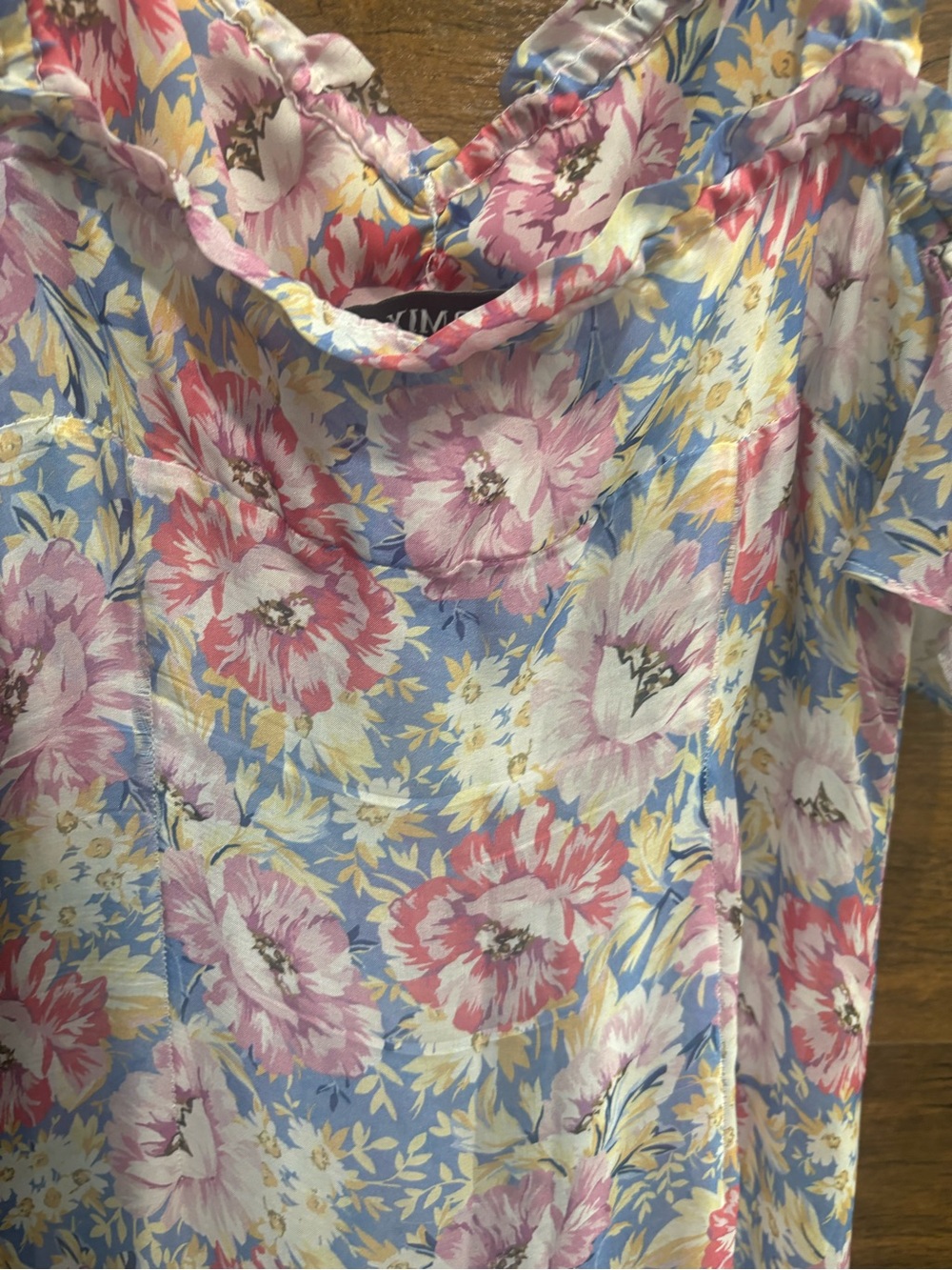 Intermix Silk Sophia Midi Floral High Low Frilly Dress - Picture 11 of 14